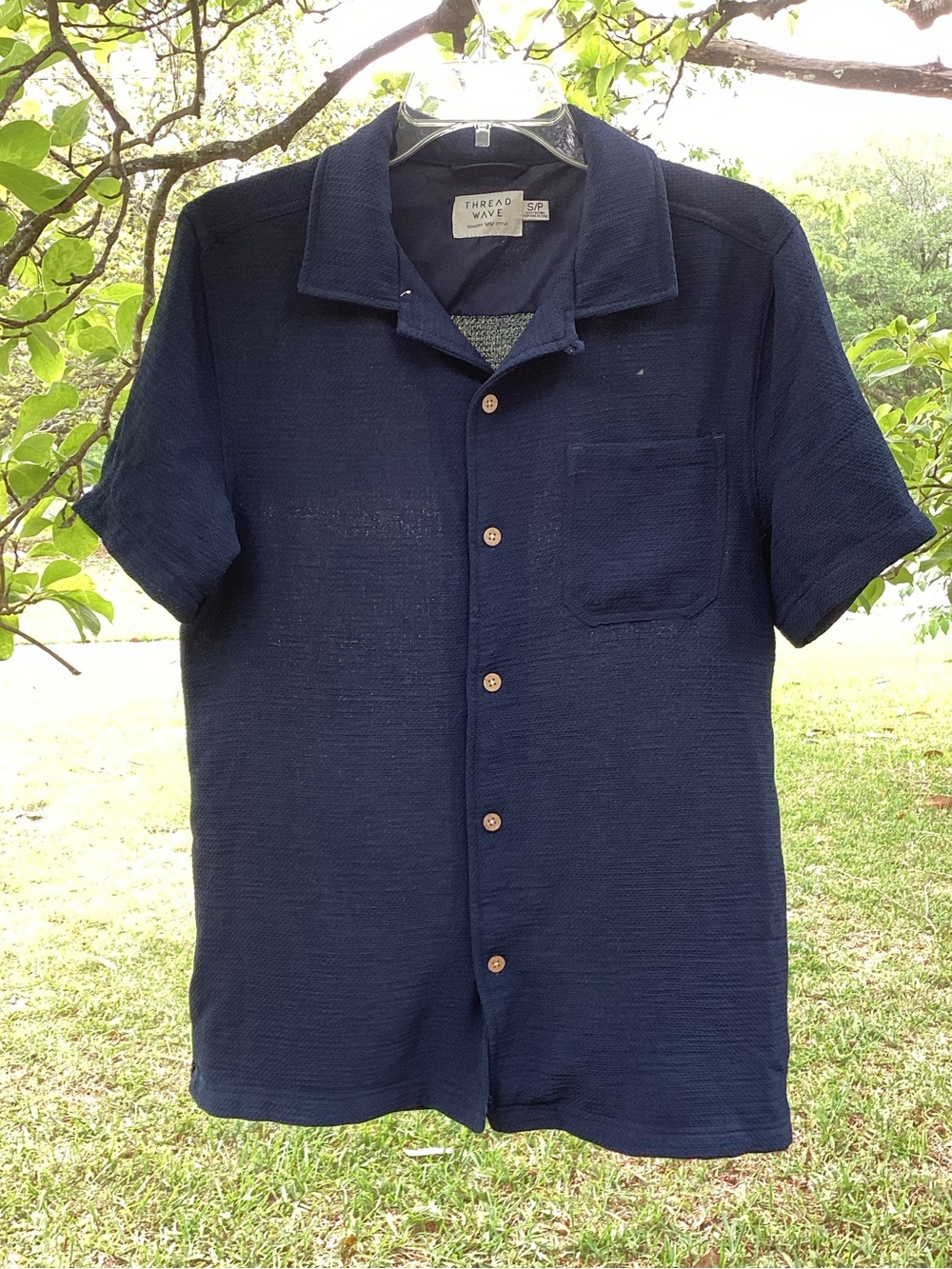 Men's Navy Short-Sleeve Button-Down Shirt